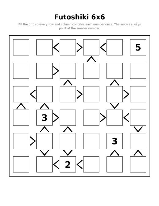 Futoshiki Puzzles — 6x6