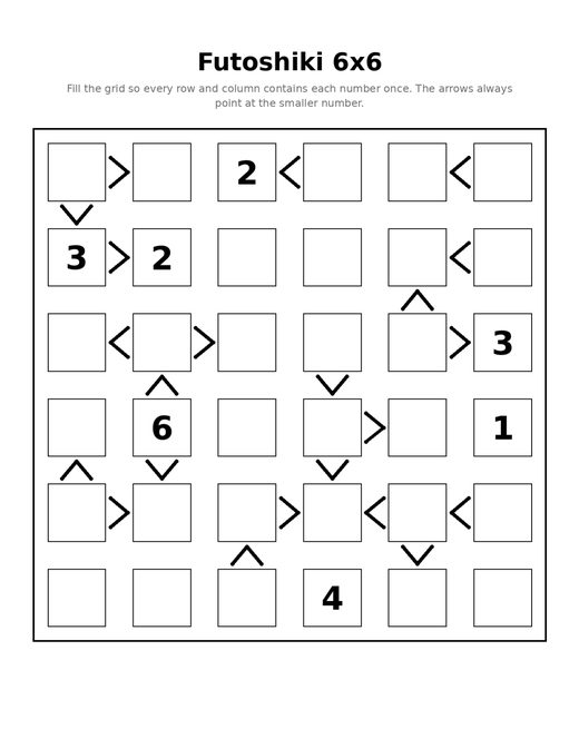 Futoshiki 6x6 03