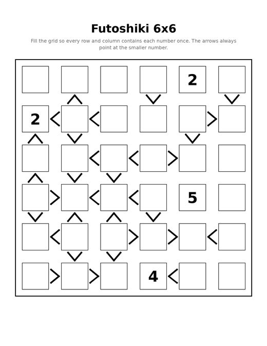 Futoshiki 6x6 08