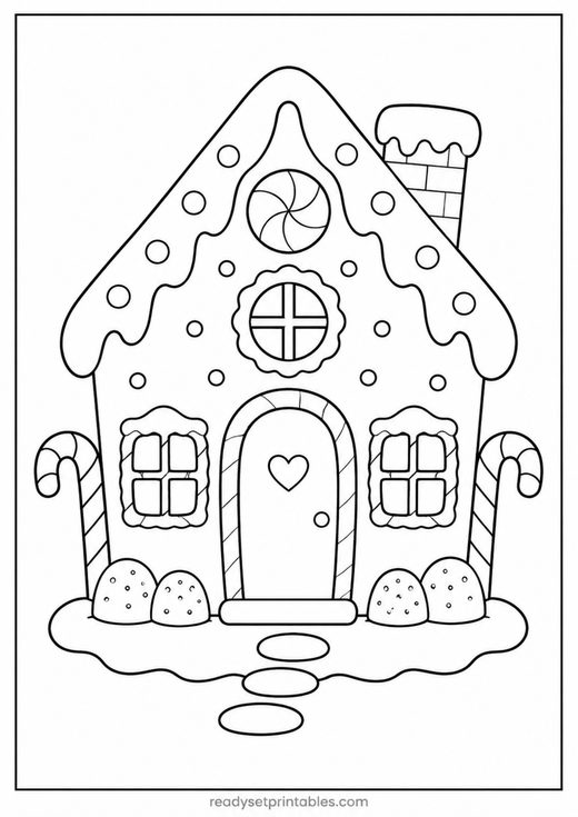 gingerbread house coloring page — free printable coloring sheet for kids