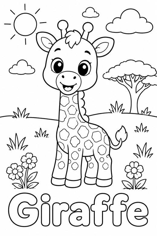 giraffe coloring page — free printable coloring sheet for kids