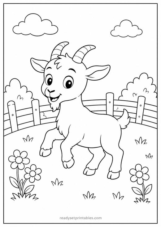goat coloring page — free printable coloring sheet for kids