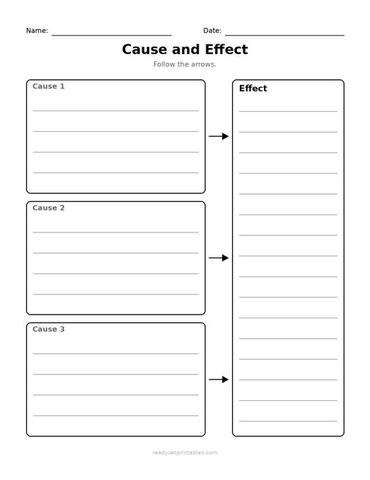 Graphic Organizers Cause and Effect Many to One Prompted