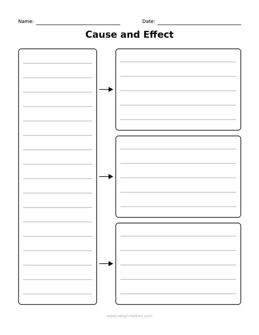 Graphic Organizers Cause and Effect One to Many Blank