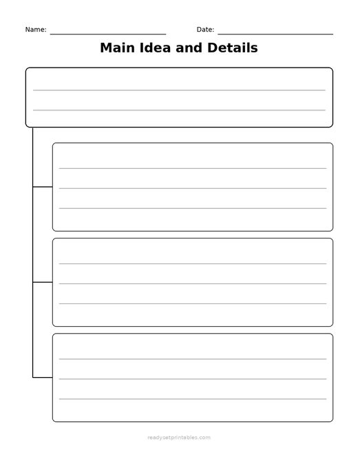 Main Idea and Details Organizers