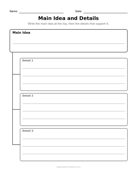 Graphic Organizers Main Idea and Details Prompted