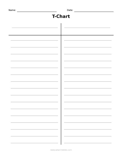 T-Chart Templates