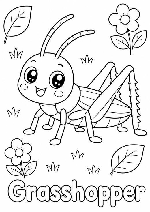 grasshopper coloring page — free printable coloring sheet for kids