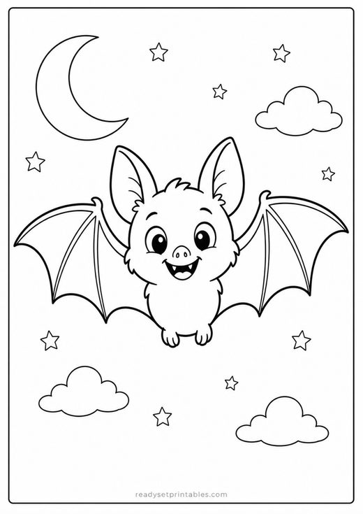 halloween bat coloring page — free printable coloring sheet for kids