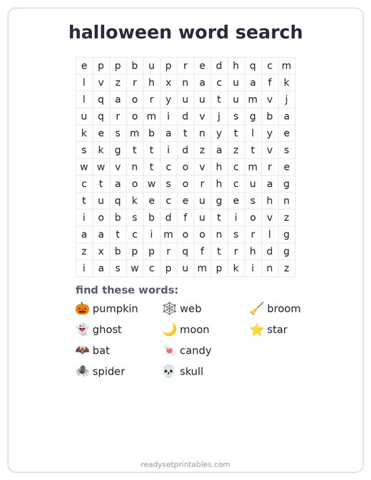 Halloween Word Search