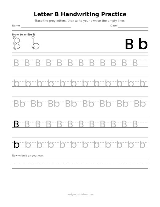 Handwriting Letter Formation B