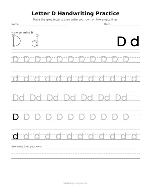 Handwriting Letter Formation D