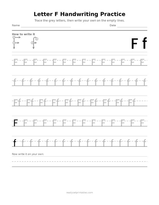 Handwriting Letter Formation F