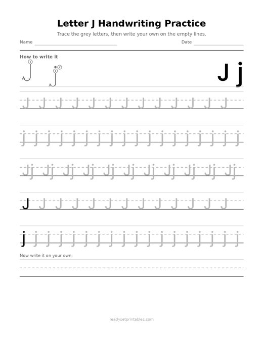 Handwriting Letter Formation J