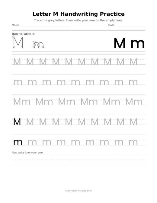 Handwriting Letter Formation M