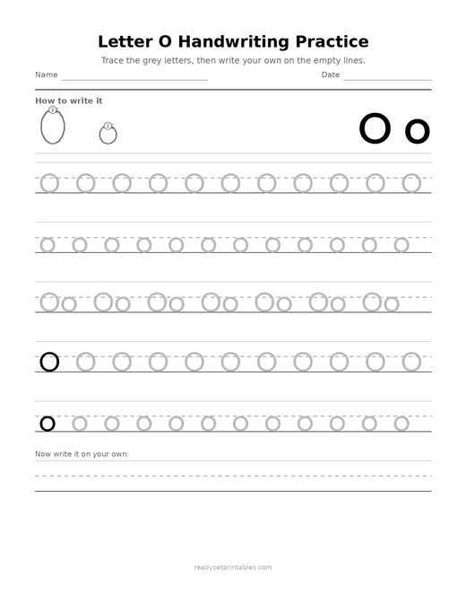 Handwriting Letter Formation O