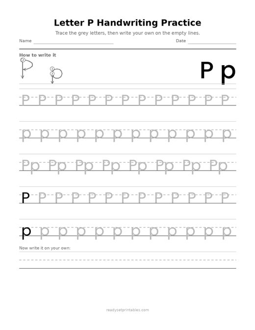 Handwriting Letter Formation P