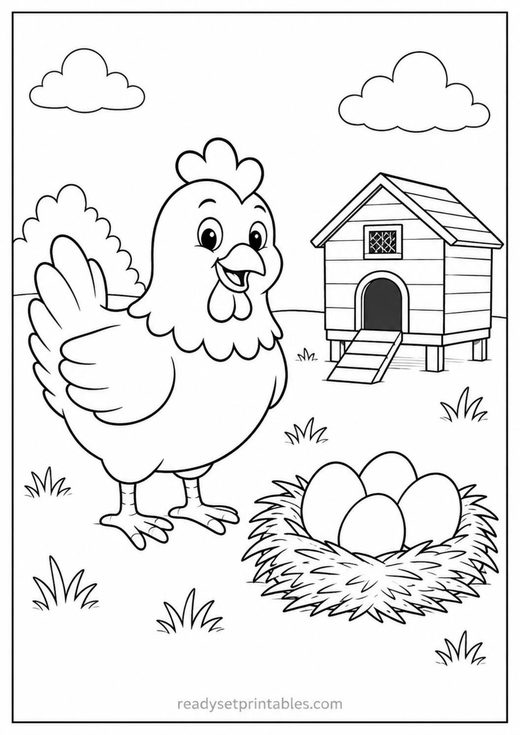 hen coloring page — free printable coloring sheet for kids