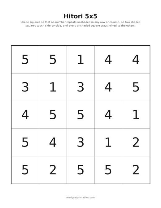 Hitori 5x5 10