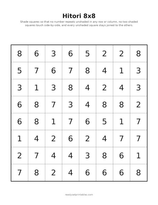Hitori 8x8 02