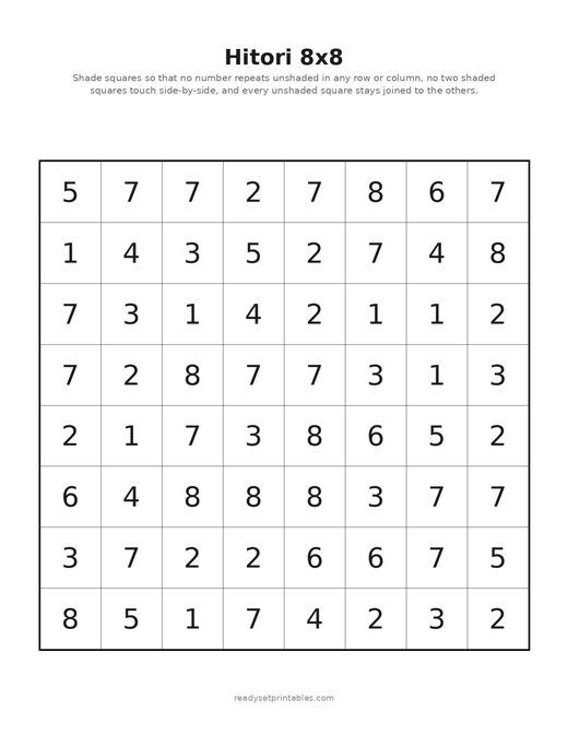 Hitori 8x8 03