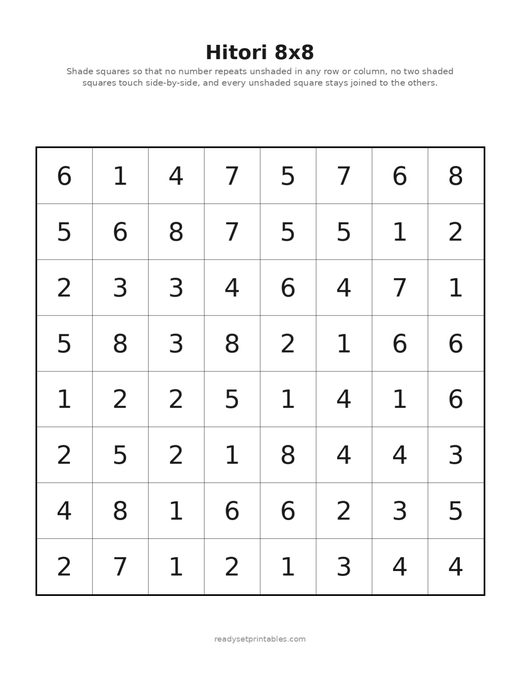 Hitori 8x8 04