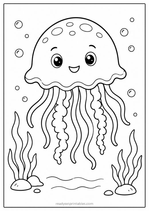 jellyfish coloring page — free printable coloring sheet for kids