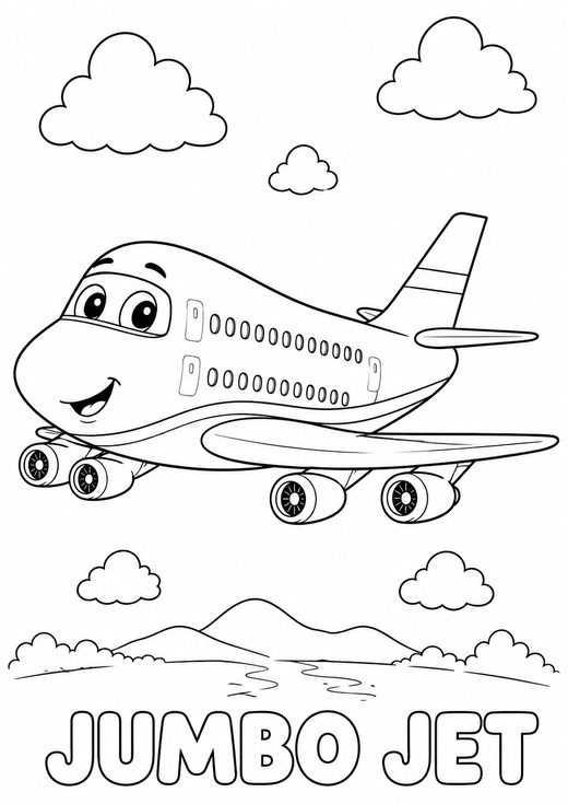 jumbo jet coloring page — free printable coloring sheet for kids