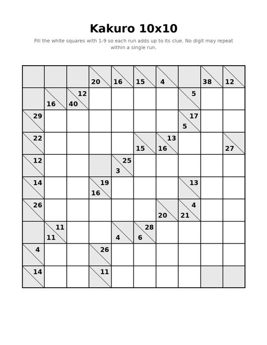 Kakuro 10x10 03