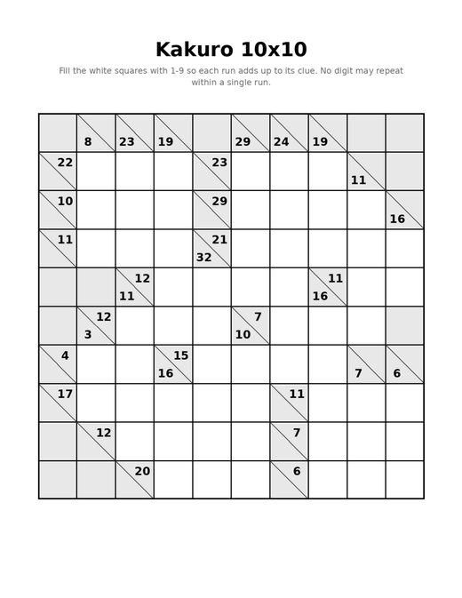 Kakuro 10x10 04