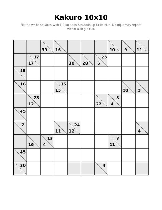 Kakuro 10x10 05