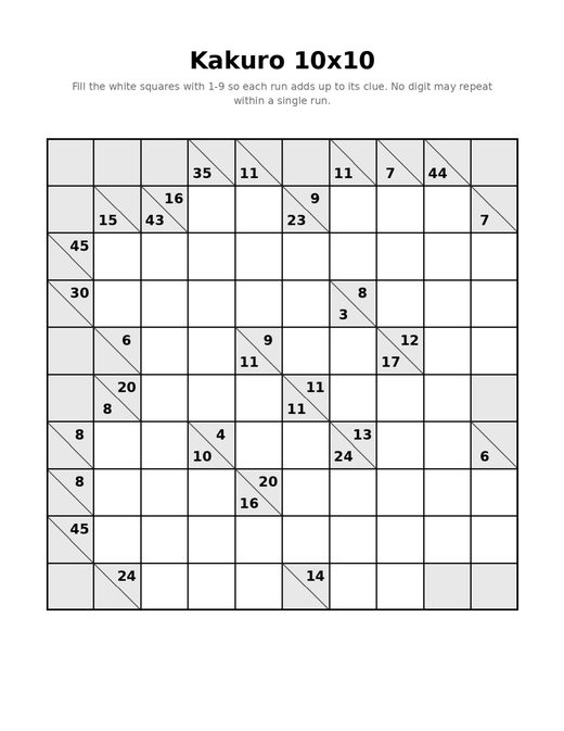 Kakuro 10x10 06