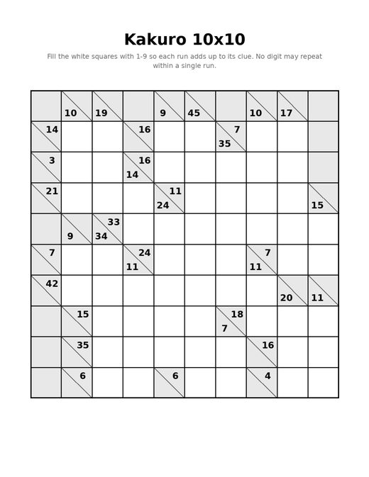 Kakuro 10x10 09