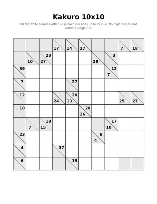Kakuro 10x10 10