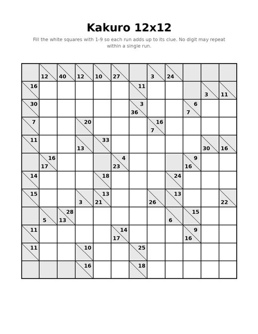 Kakuro 12x12 02