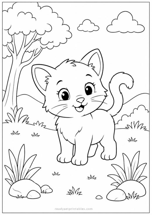 kitten coloring page — free printable coloring sheet for kids