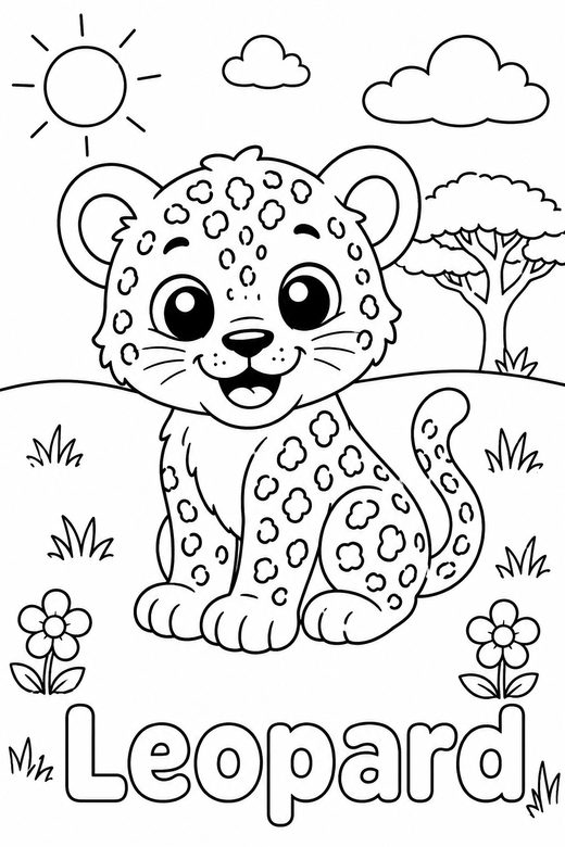 leopard coloring page — free printable coloring sheet for kids