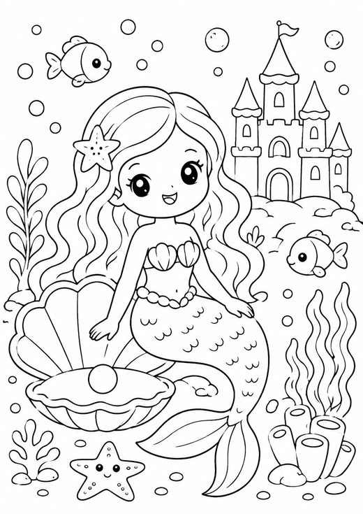 mermaid coloring page — free printable coloring sheet for kids