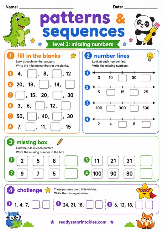 Patterns & Sequences Worksheets