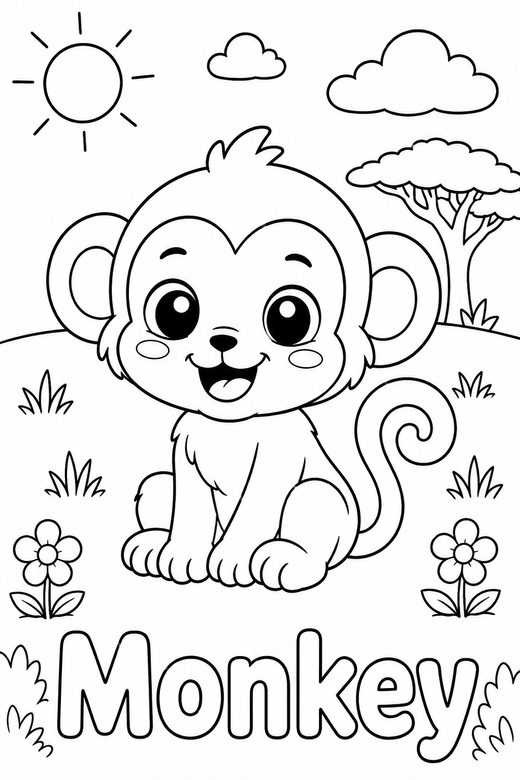 monkey coloring page — free printable coloring sheet for kids
