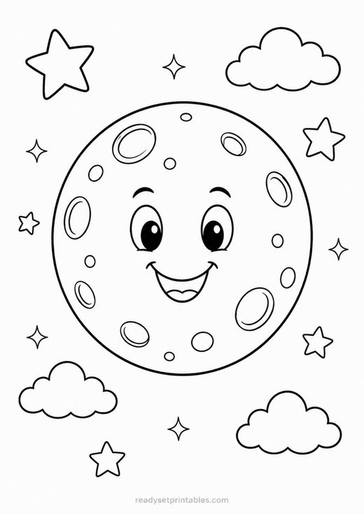moon coloring page — free printable coloring sheet for kids