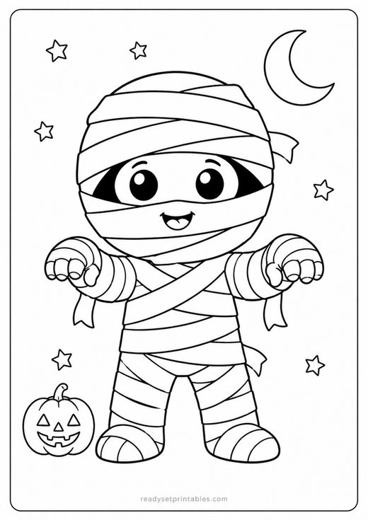 mummy coloring page — free printable coloring sheet for kids