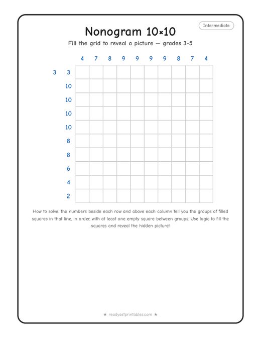 10x10 medium nonogram number 2 — free printable logic puzzle