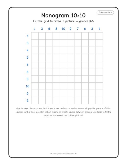 10x10 medium nonogram number 4 — free printable logic puzzle