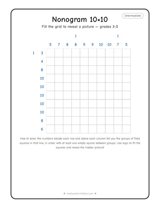 10x10 medium nonogram number 6 — free printable logic puzzle