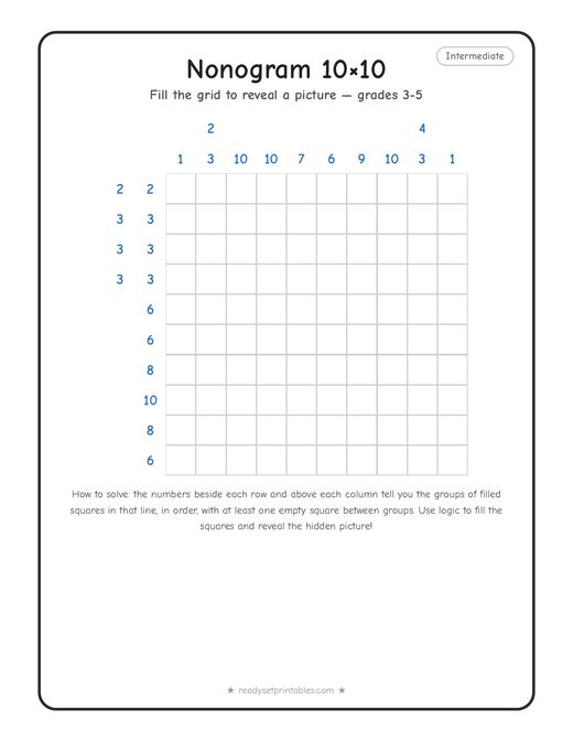 10x10 medium nonogram number 7 — free printable logic puzzle