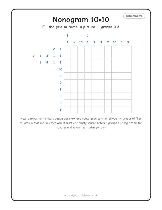 10x10 medium nonogram number 9 — free printable logic puzzle