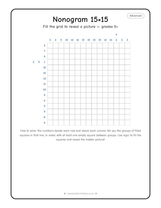 15x15 hard nonogram number 4 — free printable logic puzzle