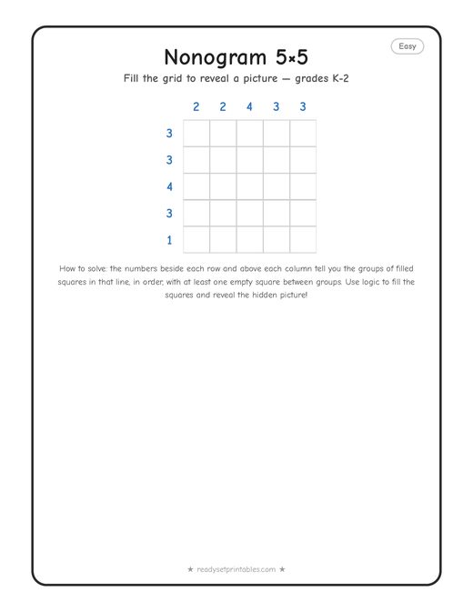 5x5 easy nonogram number 8 — free printable logic puzzle