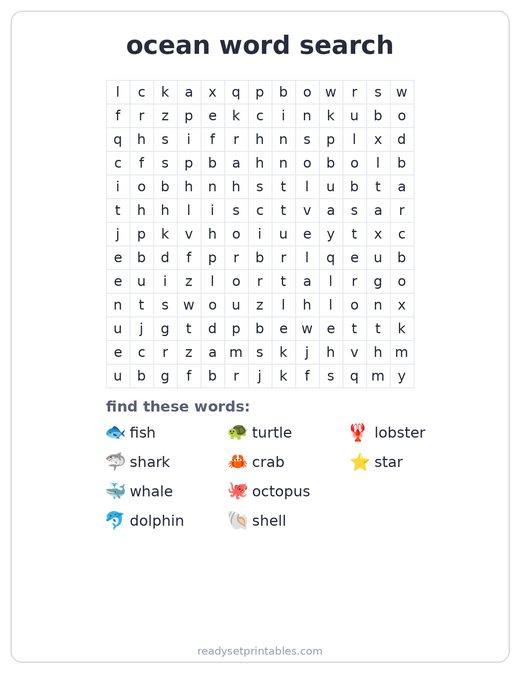 Ocean Word Search